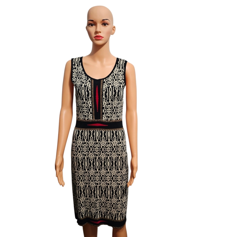 Carmen Marc Valvo Bodycon Knit Sleeveless Modern Whimsigoth Dress Sz L